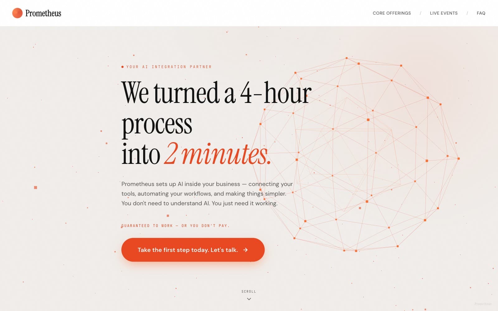 The Prometheus homepage: an AI integration and automation consultancy